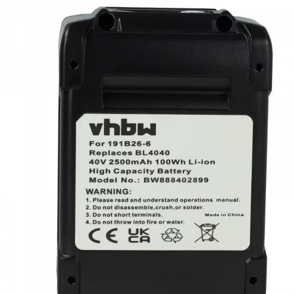Szerszámgép akku Makita 191X65-8, 191B36-3, 191B26-6, 191L29-0 - 2500 mAh, 40 V, Li-Ion - Utángyártott akku