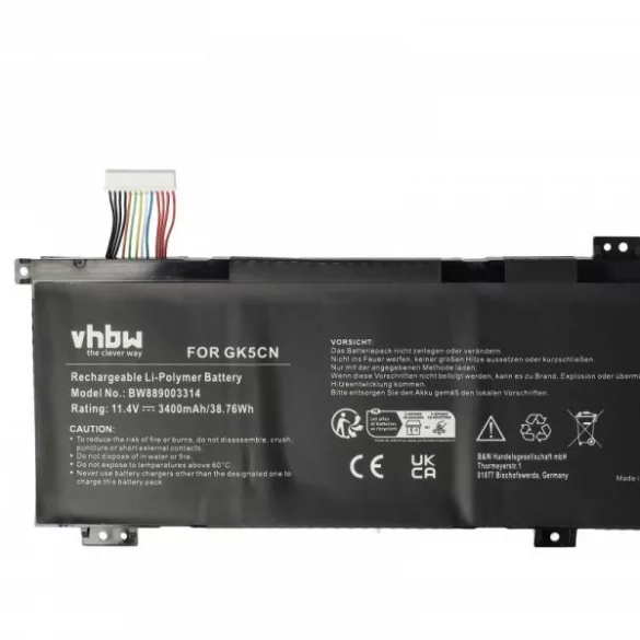 Machenike GK5CN-00-13-3S1P-0, GK5CN-00-13-4S1P-0 - 3400 mAh 11.4 V Li-polymer - Utángyártott notebook akku - VHBW