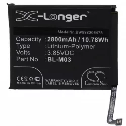   LG BL-M03, EAC64791001 - 2800 mAh 3.85 V Li-polymer - Utángyártott telefon akku