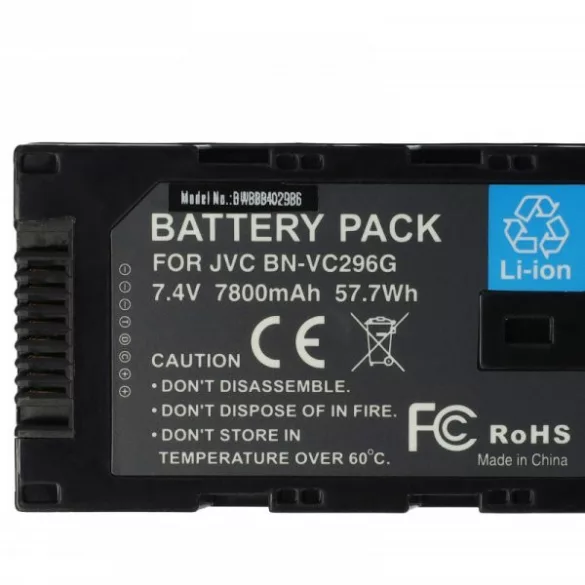 JVC BN-VC298G, BN-VC296G, BN-VC264G - 7800 mAh 7.4 V Li-Ion - Utángyártott kamera akku - VHBW