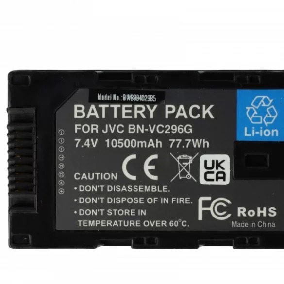 JVC BN-VC298G, BN-VC296G, BN-VC264G - 10500 mAh 7.4 V Li-Ion - Utángyártott kamera akku - VHBW