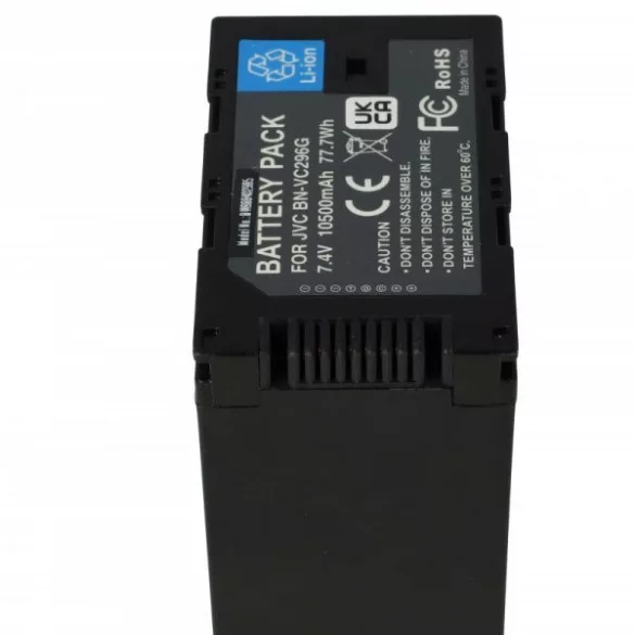 JVC BN-VC298G, BN-VC296G, BN-VC264G - 10500 mAh 7.4 V Li-Ion - Utángyártott kamera akku - VHBW