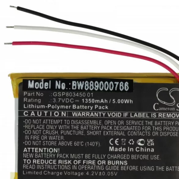 Töltőállomás JBL GSP803450 01 - 1350 mAh 3.7 V Li-polymer - Utángyártott - VHBW