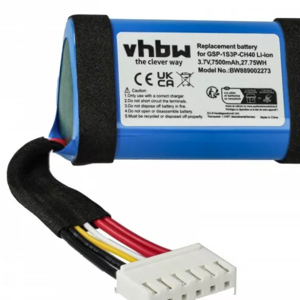 JBL GSP-1S3P-CH4A, 1AA011NA, GSP-1S3P-CH40 - Li-Ion 7500 mAh - Utángyártott hangszóró akku - VHBW