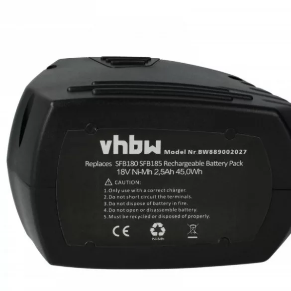 Szerszámgép akku Hilti SFB185, SFB180, SFB185, SFB180 - 2500 mAh, 18 V, NiMH - Utángyártott akku - VHBW