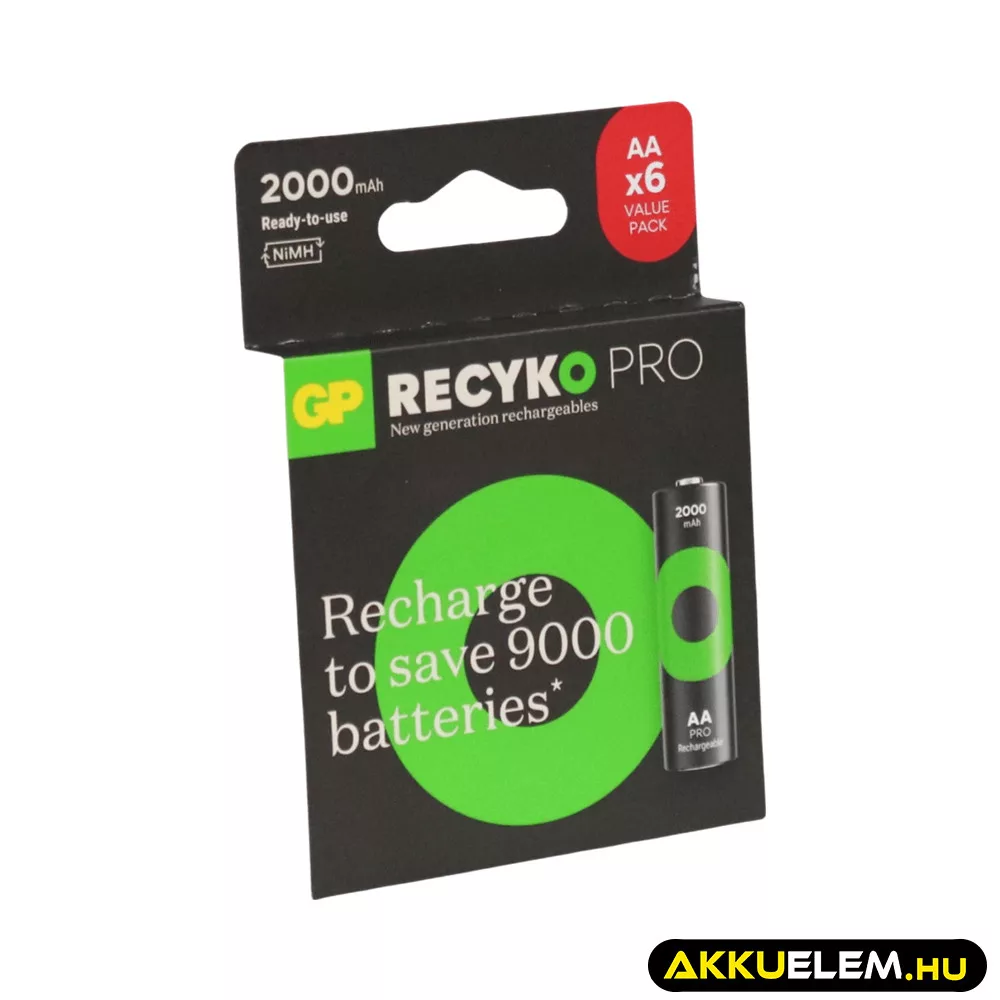 GP ReCyko+ PRO 2000mAh AA akkumulátor 6db-os csomagban GP ReCyko+ PRO 2000mAh AA akkumulátor 6db-os csomagban