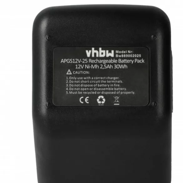 Szerszámgép akku Gesipa CPT12/2 EHD Blind Rivet Gun - 2500 mAh, 12 V, NiMH - Utángyártott akku - VHBW