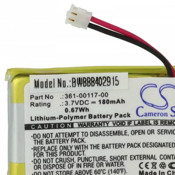 Okosóra - Garmin 361-00117-00, 361-00097-00 - 180 mAh 3.7 V Li-polymer - utángyártott akku - VHBW