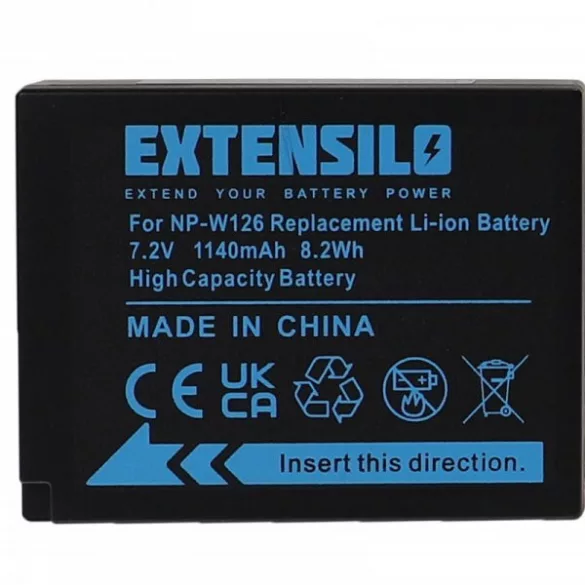 Fujifilm NP-W126, NP-W126s - 1140mAh, 7.2V, Li-Ion - Utángyártott Kamera akku - VHBW