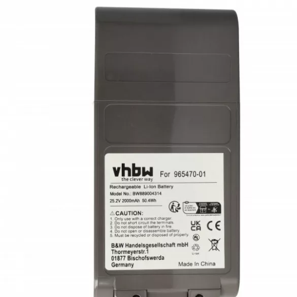 Dyson 96547001, 965470-01 for Dyson 2000mAh, 25.2V, Li-Ion - Utángyártott porszívó akku - VHBW