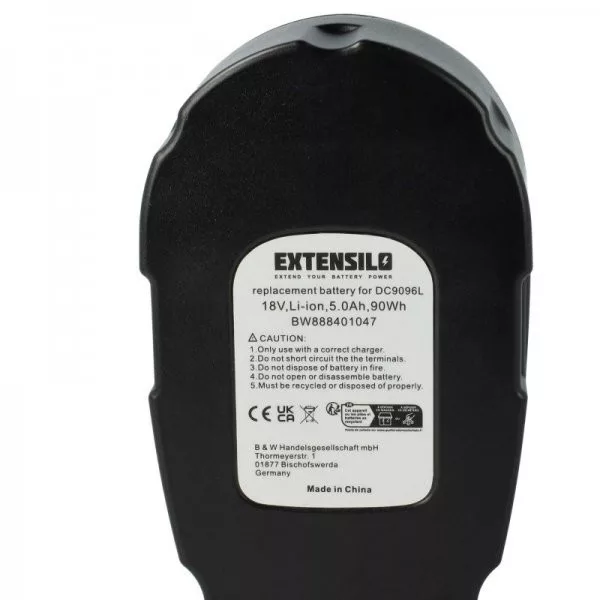 Szerszámgép akku Dewalt DE9096, DE9095, DE9039, DC9096, DC9099 - 5000 mAh, 18 V, Li-Ion - Utángyártott akku
