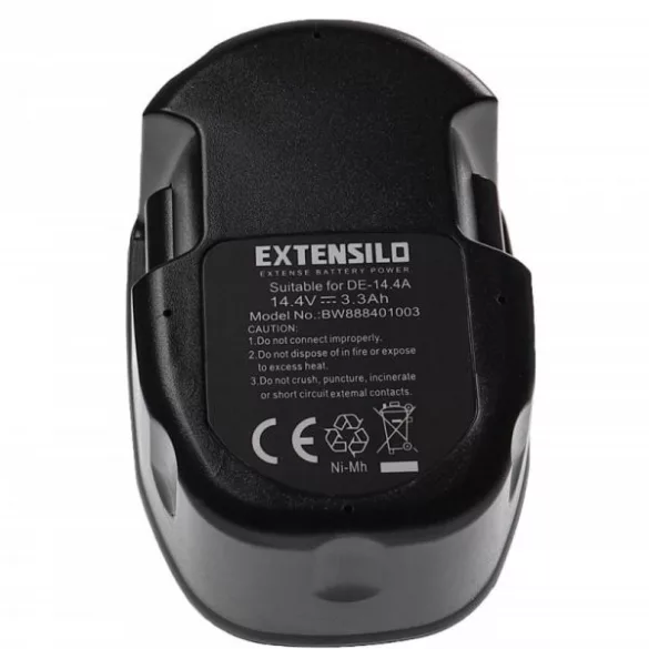 Szerszámgép akku Dewalt DE9092, DE9091, DE9094, DC9091, DE9038 - 3300 mAh, 14.4 V, NiMH - Utángyártott akku - VHBW