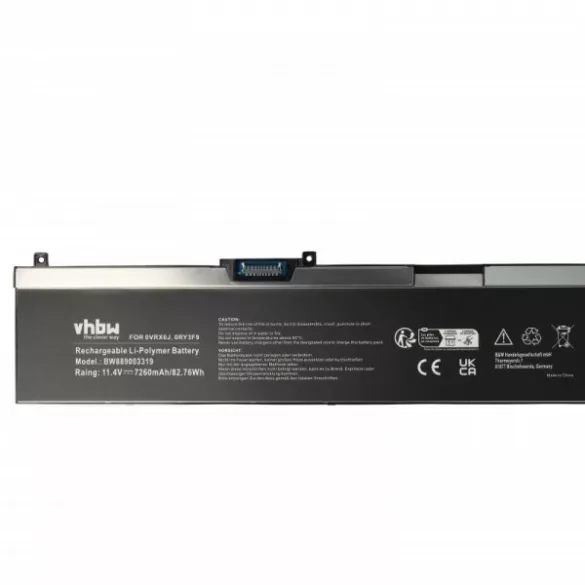 Dell 0VRX0J, 451-BCGI, 0WMRC77I, 5TF10, 0RY3F9 - 7260 mAh 11.4 V Li-polymer - Utángyártott notebook akku - VHBW