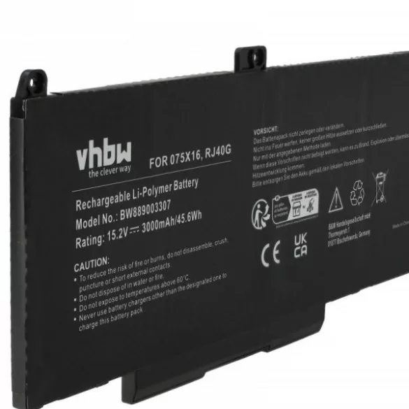 Dell RJ40G, 075X16 - 3000 mAh 15.2 V Li-Ion - Utángyártott notebook akku - VHBW