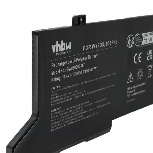Dell 005R42, WY9DX - 2600 mAh 11.4 V Li-polymer - Utángyártott notebook akku