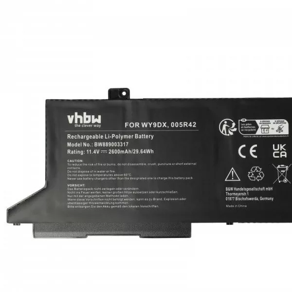Dell 005R42, WY9DX - 2600 mAh 11.4 V Li-polymer - Utángyártott notebook akku