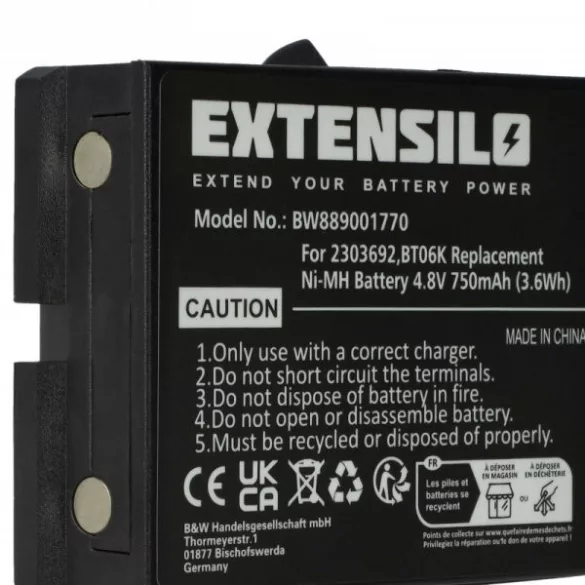 Danfoss BT06K, 2303692 - 750 mAh 4.8 V NiMH Utángyártott távirányító akku - VHBW