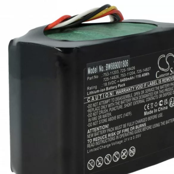 Fűnyíró Cub Cadet 725-14826, 725-14827, 725-18426 - 6400 mAh 18.5 V Li-Ion - Utángyártott akku - VHBW