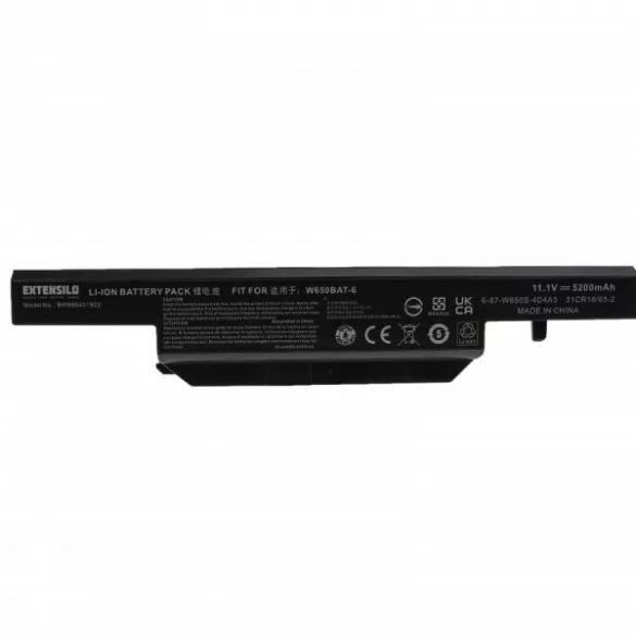 Clevo 6-87-W650S-4D4A1, 6-87-W650S-4D4A - 5200 mAh 11.1 V Li-Ion - Utángyártott notebook akku - VHBW