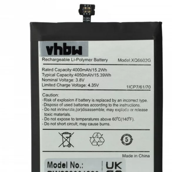 CAT XQ6602G - 4000 mAh 3.8 V Li-polymer - Utángyártott telefon akku - VHBW
