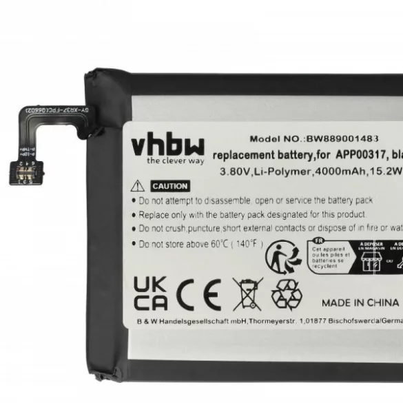 CAT / Caterpillar APP00317 - 4000 mAh 3.8 V Li-polymer - Utángyártott telefon akku - VHBW