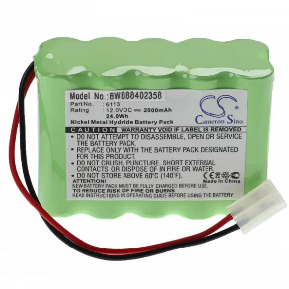 Egészségügyi eszköz - Cardioline 88888089, 120176, 110176, 6113 - 2000 mAh 12 V NiMH - Utángyártott akku - VHBW