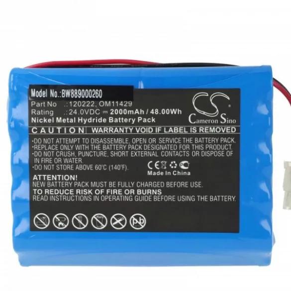 Egészségügyi eszköz - Cardioline AMED5062, 0593, 120222, 1220211-01 - 2000 mAh 24 V NiMH - Utángyártott akku - VHBW
