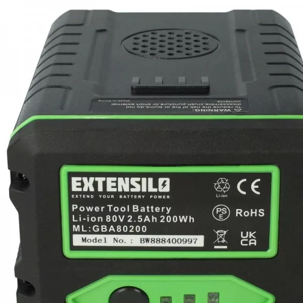 Fűnyíró Briggs & Stratton 1760265, 1760514 - 2500 mAh 80 V Li-Ion, fekete / green - Utángyártott akku