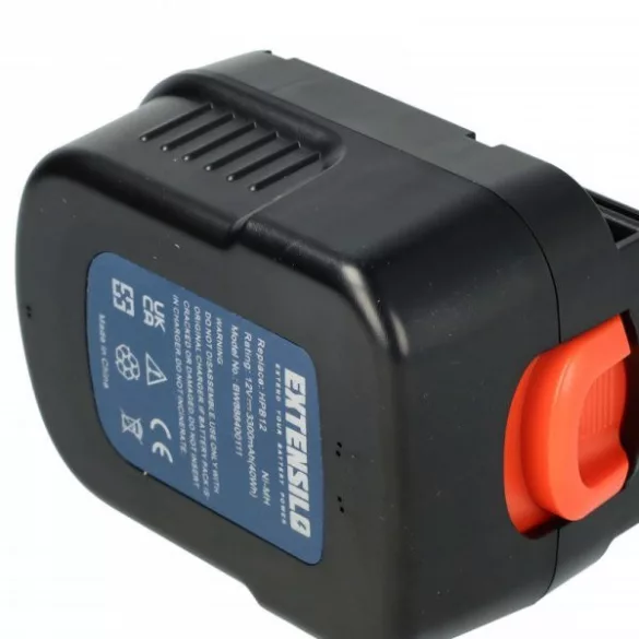 Szerszámgép akku Black & Decker BD1204L, A12EX, A1712, A12-XJ, A12 - 3300 mAh, 12 V, NiMH - Utángyártott akku - VHBW