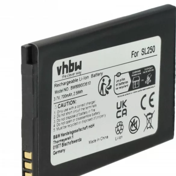 Bea-Fon SL250 - 700 mAh 3.7 V Li-Ion - utángyártott mobiltelefon akku - VHBW