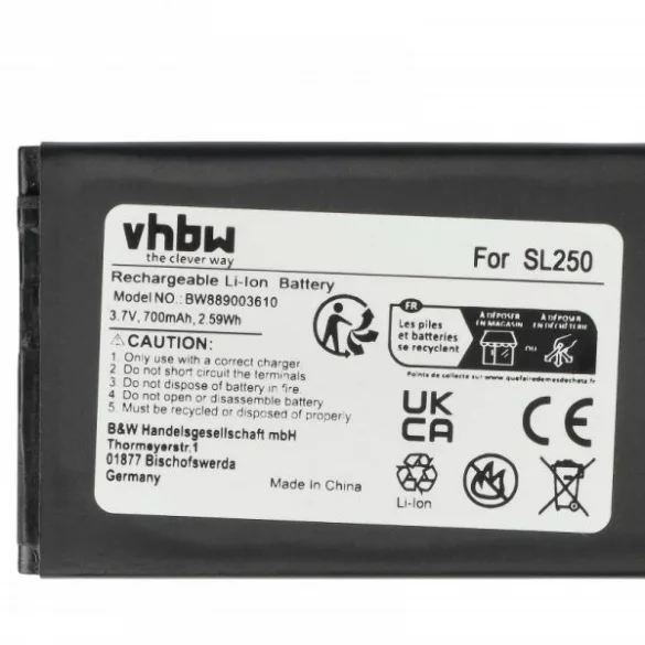 Bea-Fon SL250 - 700 mAh 3.7 V Li-Ion - utángyártott mobiltelefon akku - VHBW