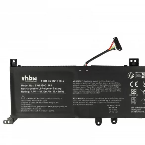 Asus 0B200-03280500, C21N1818-2 - 4730 mAh 7.7 V Li-polymer - Utángyártott notebook akku - VHBW