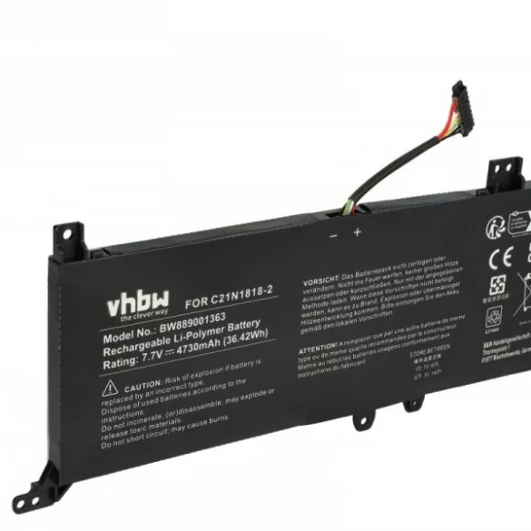 Asus 0B200-03280500, C21N1818-2 - 4730 mAh 7.7 V Li-polymer - Utángyártott notebook akku - VHBW