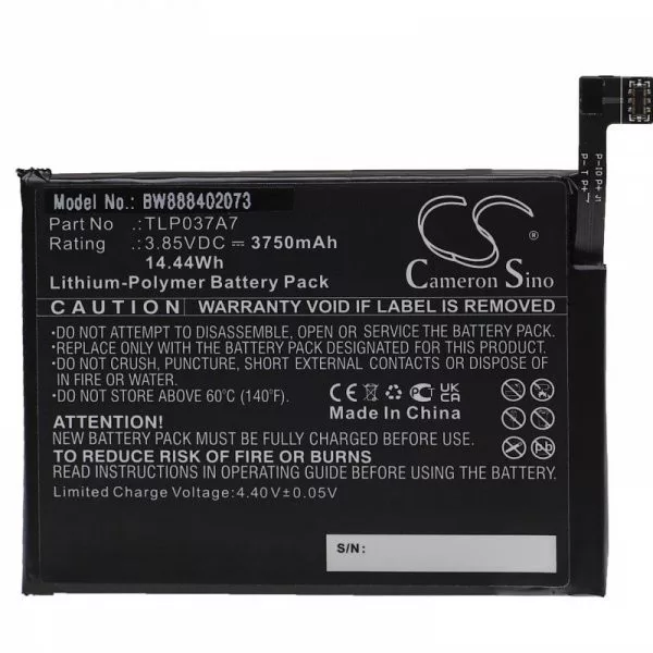 Alcatel TLP037A7 - 3750 mAh 3.85 V Li-polymer - Utángyártott telefon akku Alcatel TLP037A7 - 3750 mAh 3.85 V Li-polymer - Utángyártott telefon akku