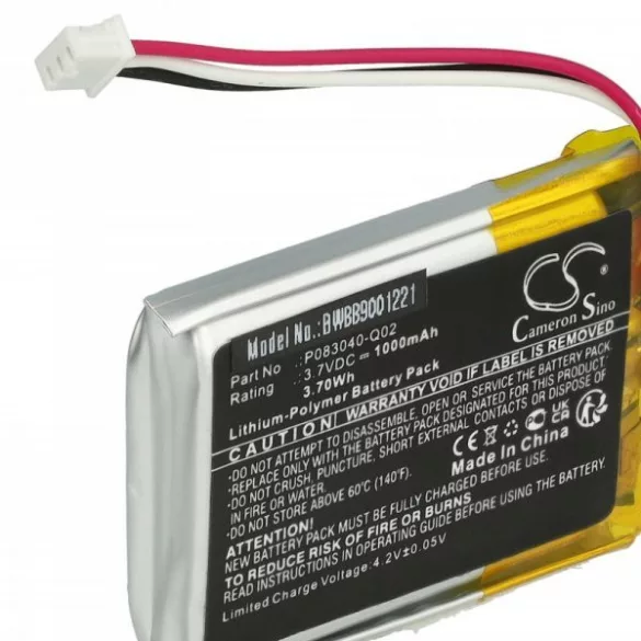 Fejhallgató -  AKG P083040-Q02 - 1000 mAh 3.7 V Li-polymer - Utángyártott akku - VHBW