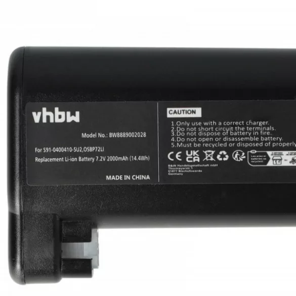 AEG S91-0400410-SU2, OSBP72LI for Electrolux 2000mAh, 7.2V, Li-Ion - Utángyártott porszívó akku - VHBW