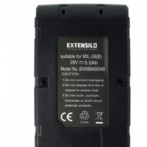 Szerszámgép akku AEG / Milwaukee 48-11-1830, 48-11-2830 - 5000 mAh, 28 V, Li-Ion - Utángyártott akku - VHBW