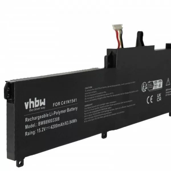   Asus C41N1541, 0B200-02070000 - 4200 mAh 15.2 V Li-polymer, fekete - Utángyártott notebook akku