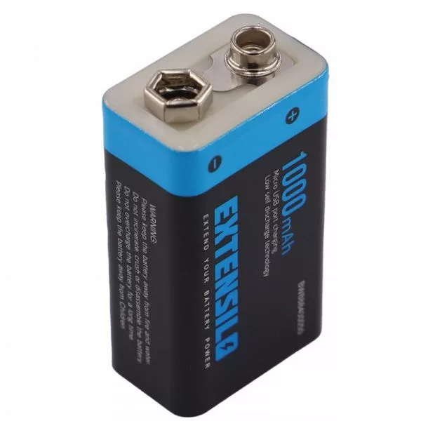9V Li-polymer akkumulátor 400mAh (1000mah/3,7V cellakapacitás) microUSB