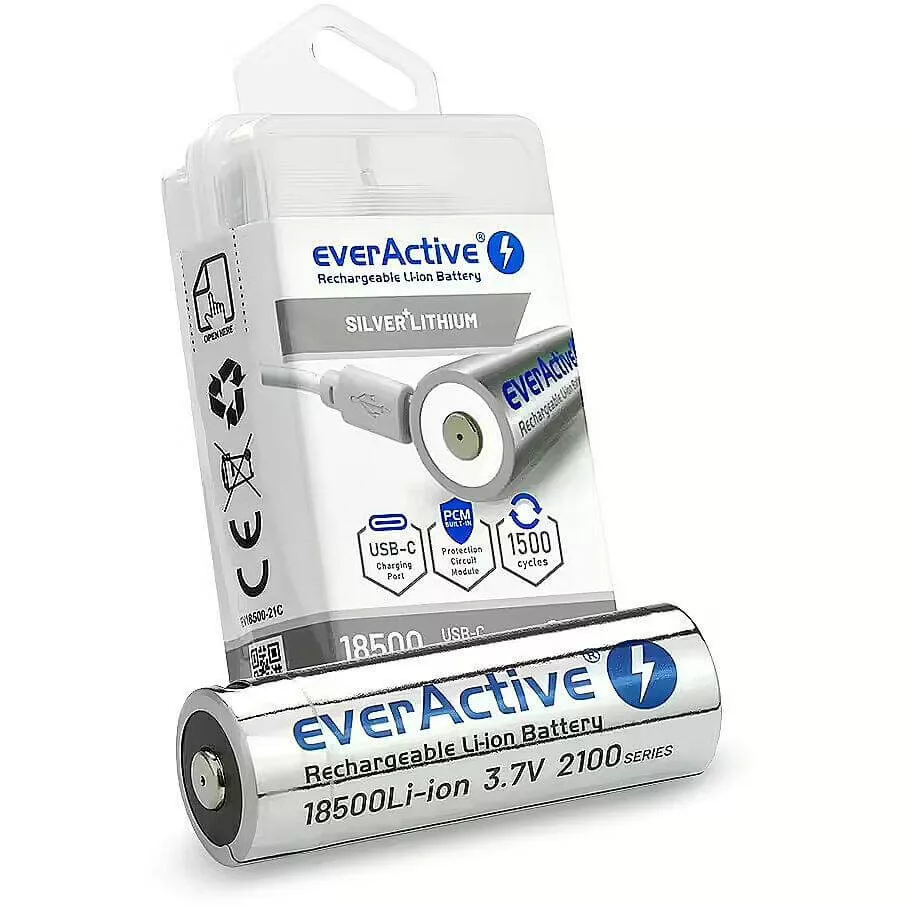 everActive 18500 2100mAh 3,7V Li-ion akku beépített tölto - USB-C csatlakozó