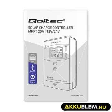   Napelem Töltésvezérlo Qoltec 12V/24V 20A MPPT  SOLAR 2xUSB