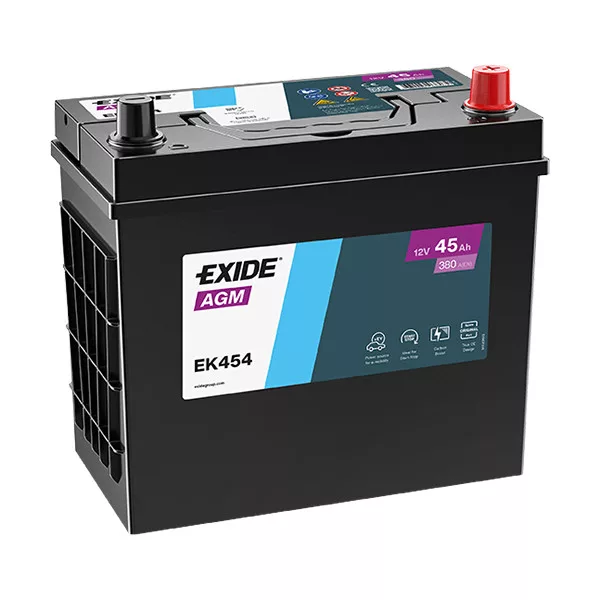 EXIDE Start-Stop AGM EK454 12V 45Ah 380A autó akkumulátor JOBB+ vastag saru Asia EXIDE Start-Stop AGM EK454 12V 45Ah 380A autó akkumulátor JOBB+ vastag saru Asia