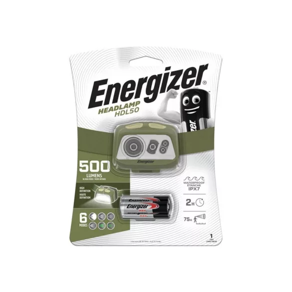 Energizer HDL50 fejlámpa 500lumen tölthető 3*AAA