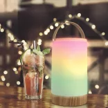 Avide asztali lámpa RGB,nyomógombos, fa utánzat. 120lum