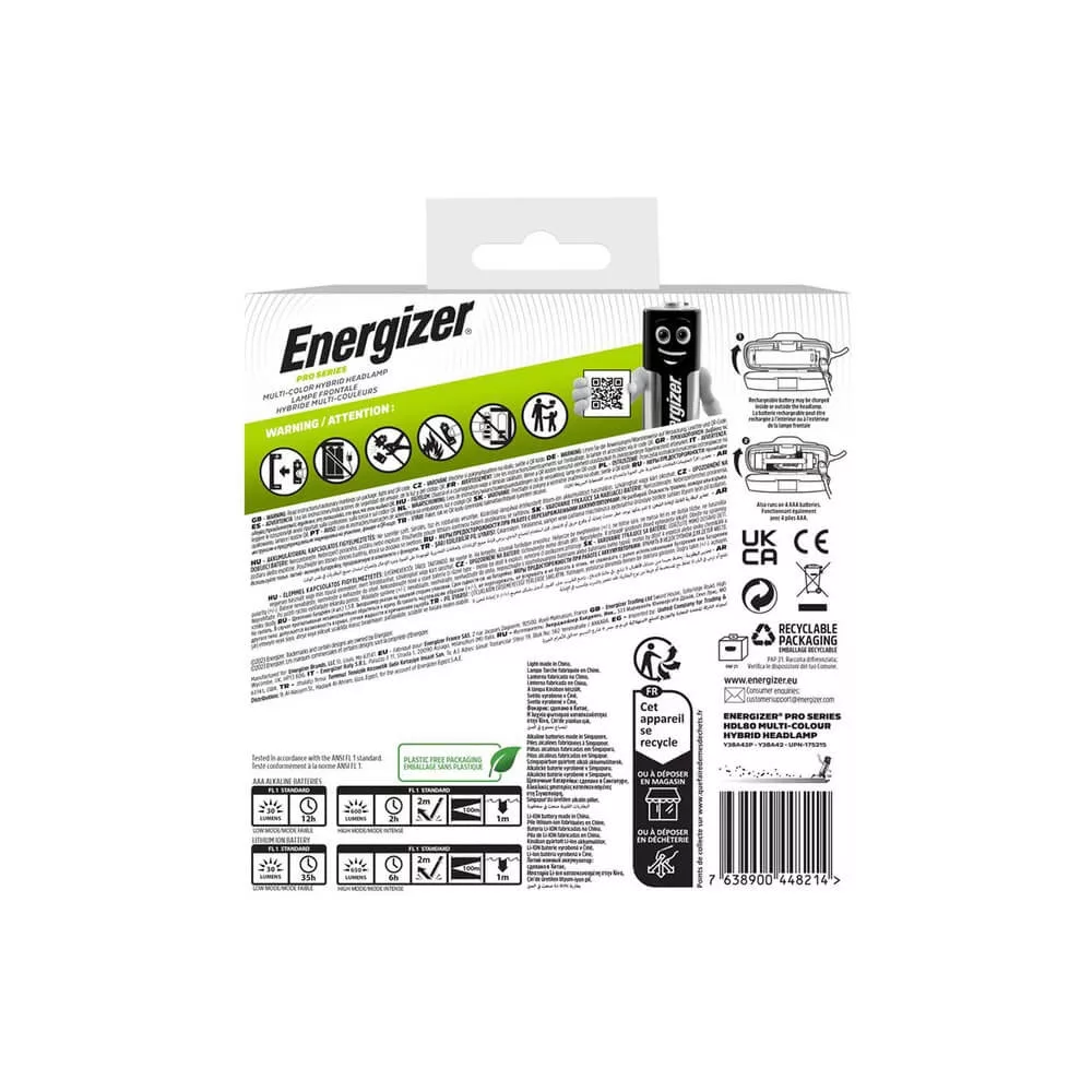 Energizer Hybrid fejlámpa 650lumen tölthető 4*AAA vagy 1LiIon