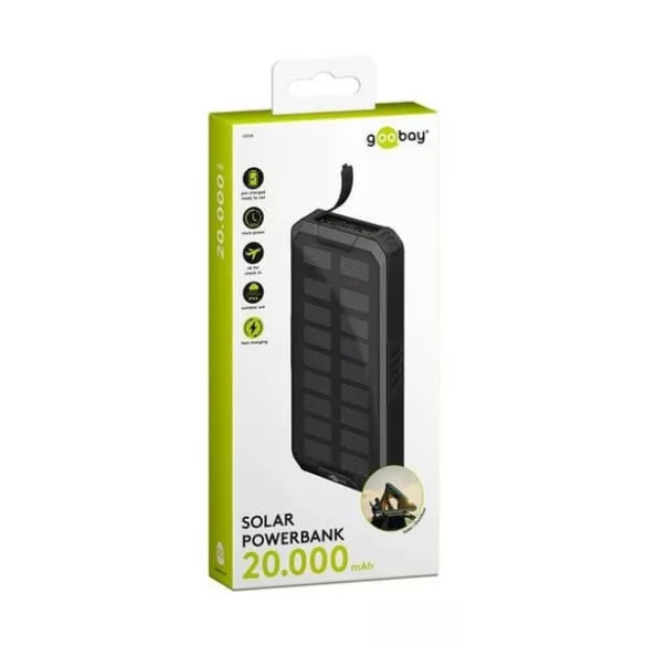 Külső akku napelemes 20000mAh Goobay