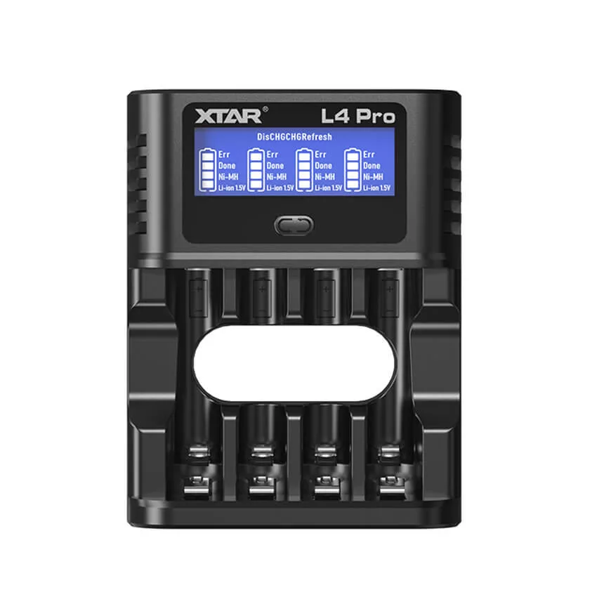 Xtar L4 Pro töltő 1,5V li-ion és 1,2V NiMH AA/AAA akkukhoz LCD kijelzővel