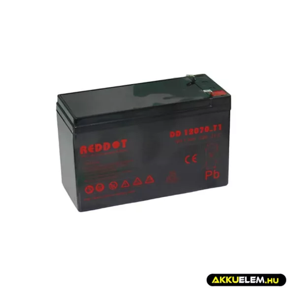 SLA 12V 7Ah zselésakku T1 Reddot DD 12070.T1