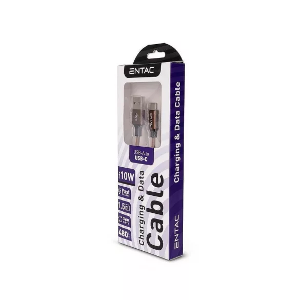 Entac kábel 10W-ig USB-A to USB-C 150cm Barna