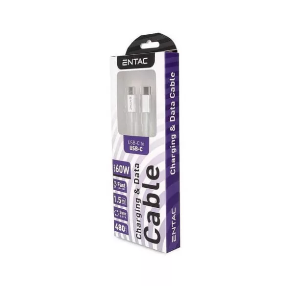 Entac kábel 60W-ig USB-C to USB-C 150cm Türkiz